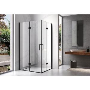 Cabina de dus dreptunghiulara cu usi duble rama neagra KZ12D-BL 120 x 80 cm - Img 3
