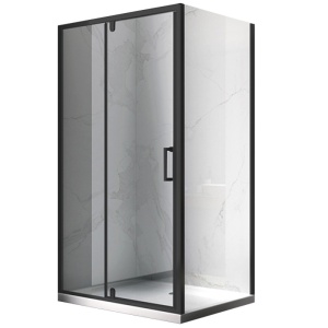 Cabina de dus dreptunghiulara din sticla securizata 6 mm cu rame negre KZ07C 120 x 90 cm - Img 4
