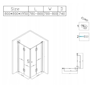 Cabina de dus dreptunghiulara din sticla securizata cu rame cromate si usi duble batante KZ1290A 80 x 80 cm - Img 19