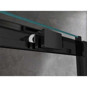 Cabina de dus dreptunghiulara din sticla securizata cu rame negre si cadita de dus alba slim KZ103A-ST03A 100 x 80 cm - Img 8