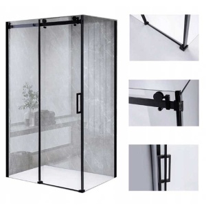Cabina de dus dreptunghiulara din sticla securizata cu rame negre BS14A 100 x 90 cm - Img 3