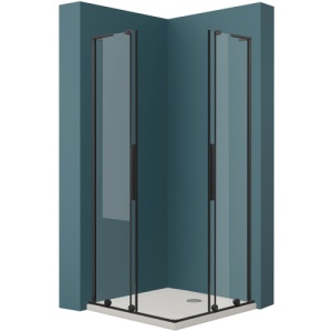 Cabina de dus glisanta Veldman Kolorado Duo negru mat 80 x 80 cm sticla 8 mm - Img 2