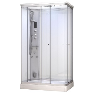 Cabina de dus MUE-AR1280-2L alba cu hidromasaj si sauna cu aburi 120 x 80 x 217 cm