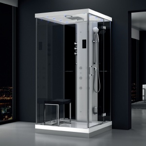 Cabină de dus MUE-H1000-21R cu montaj dreapta, neagra, cu hidromasaj si sauna cu aburi 100 x 100 x 217 cm - Img 2