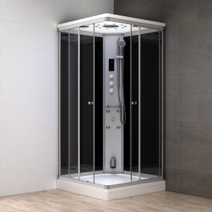 Cabină de dus neagra cu hidromasaj și saună cu aburi MUE-AS1010, 100 x 100 x 217 cm - Img 2