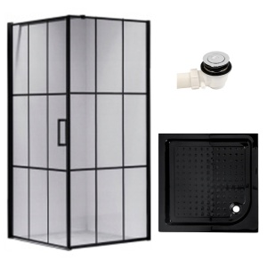 Cabina de dus patrata cu cadita de dus inclusa BS13A/SXL02A 80 x 80 cm negre