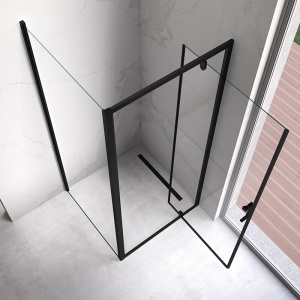 Cabina de dus patrata cu cadita KZ04C Riko negru mat 90 x 90 cm sticla 6 mm - Img 11