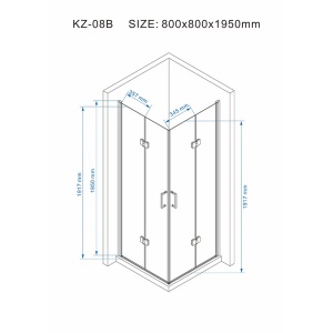 Cabina de dus patrata cu rame negre si cadita alba slim KZ08B-ST02A 80 x 80 cm - Img 15