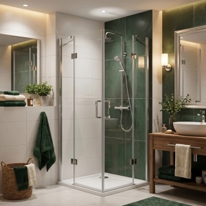 Cabina de dus patrata de colt KZ25 crom 80 x 80 cm sticla 6 mm - Img 12