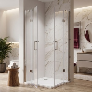 Cabina de dus patrata de colt KZ25 crom 80 x 80 cm sticla 6 mm - Img 22