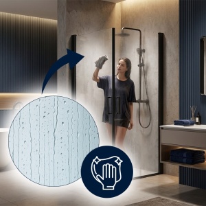Cabina de dus patrata de colt KZ29 negru mat 80 x 80 cm sticla 6 mm - Img 14