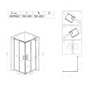 Cabina de dus patrata din sticla securizata 5mm cu rame negre BL30A 80 x 80 cm - Img 11