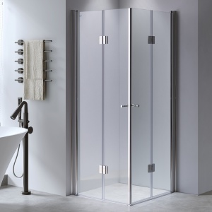 Cabina de dus patrata din sticla securizata cu rame cromate si usi batante KZ1290C 100 x 100 cm - Img 3