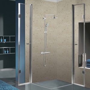Cabina de dus patrata din sticla securizata cu rame cromate si usi batante KZ1290C 100 x 100 cm - Img 13