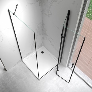 Cabina de dus patrata din sticla securizata cu rame negre KZ20B 80 x 80 cm - Img 4