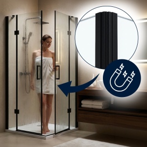Cabina de dus patrata KZ25 negru mat 80 x 80 cm sticla 6 mm - Img 4