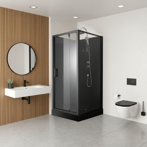 Cabina de dus patrata WSH306 , cu cadita de dus 90x90, Culoare Negru - Img 11