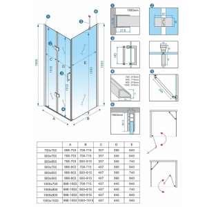 Cabina de dus patrata ZES-KZ20C-90 cu rame cromate 90 x 90 cm - Img 9