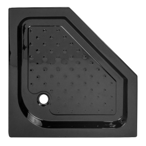 Cabina de dus pentagonala cu rame negre sticla securizata si cadita neagra BS07A/SXL07A 80 x 80 cm - Img 20