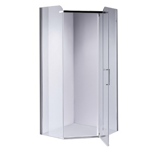 Cabina de dus pentagonala din sticla securizata rame cromate 80x80 cm