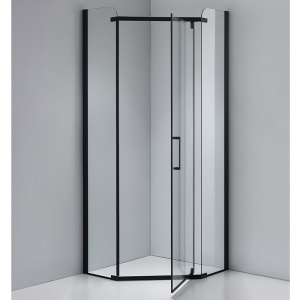 Cabina de dus pentagonala din sticla securizata si rame negre cu cadita de dus neagra KZ91A-SXL07A 80 x 80 cm - Img 3