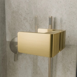 Cabina de dus REA Atlas, Dimensiuni 90x80x80 cm, echipata cu 2 pereti si usa batanta, Culoare Auriu Periat - Img 4
