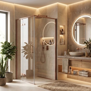 Cabina de dus Rea Bruno Brush Copper 90x90 cm - Img 4