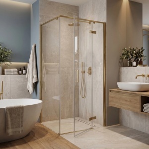 Cabina de dus Rea Bruno culoare auriu periat, dimensiune 90x90cm - Img 5