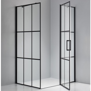 Cabina de dus rectangulara din sticla securizata si rame negre BS02A 100x80 cm - Img 9
