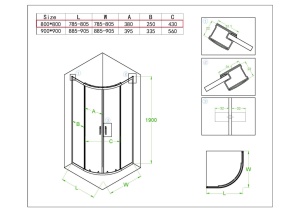 Cabina de dus semicirculara din sticla securizata cu rame cromate si cadita alba slim KZ94A-ST01A 80 x 80 cm - Img 10