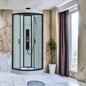 Cabina dus de colt, Cadita Semicirculara, 80x80cm, Inaltime 210 cm, Cu Hidromasaj - Img 28