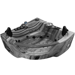 Cada cu hidromasaj de colt pentru 2 persoane MUS-1060 gri – 154 x 154 x 69 cm, incalzitor, ozonator si cromoterapie