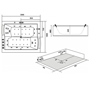 Cada cu hidromasaj pentru doua persoane Diablo 666 cu masca si finisaj stejar 180 x 150 cm - Img 10