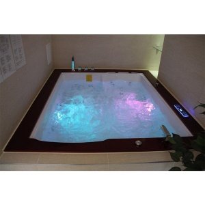 Cada cu hidromasaj pentru doua persoane Diablo 666 cu masca si finisaj stejar 180 x 150 cm - Img 31
