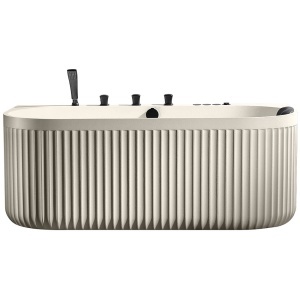 Cada de baie cu hidromasaj cu montaj la perete si caneluri bej mat PRO 170 x 85 x 65 cm