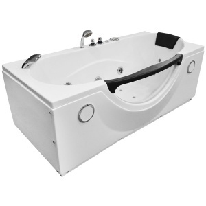 Cada de baie cu hidromasaj si cromoterapie MO-1002 cu geam panoramic, baterie termostatica si Bluetooth – 180 x 88 x 65 cm