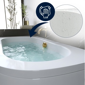 Cada de baie cu masca si montaj stanga, EBI 140x75 cm alba cu preaplin si ventil auriu - Img 3