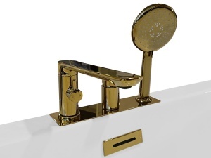 Cada de baie cu montaj la perete MO-1039D cu baterie aurie 152 x 80 x 58 cm - Img 5