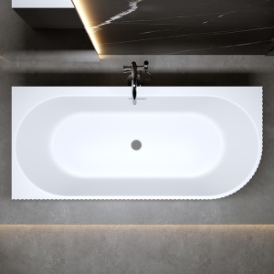 Cada de baie cu montaj stanga Rio 504B cu design canelat si ventil otel periat 150 x 75 cm - Img 5