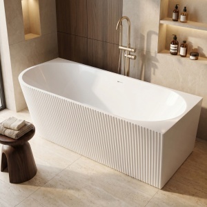 Cada de baie freestanding back to wall Wenus cu montaj dreapta, alba, 170 cm - Img 5