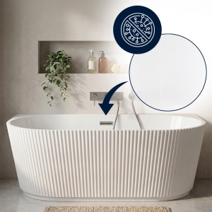 Cada de baie freestanding canelata, montaj universal, Carlo 517D 170 x 75 cm, alba cu ventil cromat - Img 4