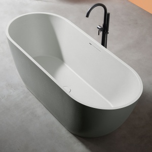 Cadă de baie freestanding cu strat rezistent la abraziune D002GW antracit/alb 170 x 75 x 60 cm - Img 3