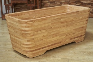 Cada de baie freestanding din lemn, Model dreptunghiular , Dimensiuni 150x65x60 cm - Img 3