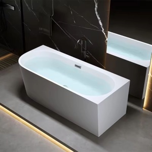 Cada de baie freestanding lipita de perete MO-1724 montaj dreapta, 160 x 75 cm, alb lucios - Img 6