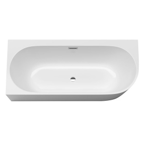 Cada de baie freestanding lipita de perete, montaj stanga MO-1724-160, 160 x 75 x 59 cm, alb lucios - Img 3