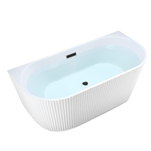 Cada de baie freestanding, montaj la perete Carlo2 170 x 75 cm, ventil si preaplin negru mat - Img 1