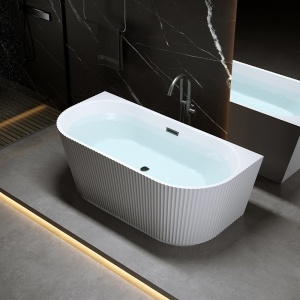Cada de baie freestanding, montaj la perete Carlo2 170 x 75 cm, ventil si preaplin negru mat - Img 17