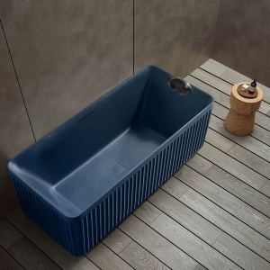 Cada de baie freestanding MUE-D005-1PB albastru prusac mat cu textura de piatra – 170 x 75 x 60 cm - Img 2