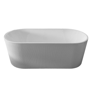 Cada de baie freestanding ovala cu caneluri MO-1020DR, 170 x 80 cm, alb lucios - Img 3