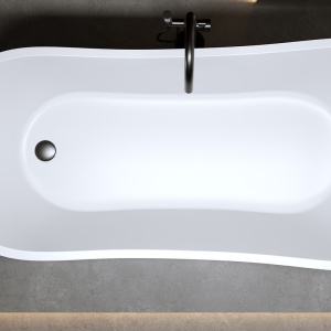Cada de baie freestanding ovala Forte 520C alba cu ventil si preaplin negru – 170 x 75 cm - Img 8